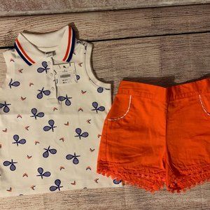 Janie and Jack tennis racquet top & shorts size 3